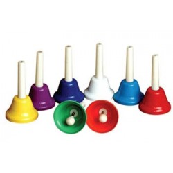 Set of 8 plastic bells, w/hand